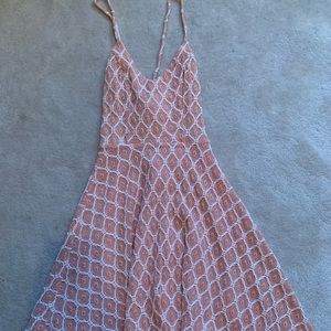 Urban Outfitters peach and white patterned dress